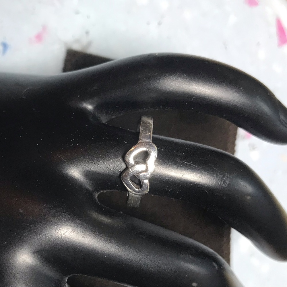 925 Linked Hearts Solid Sterling Silver Ring Size… - image 6
